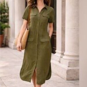 Sundance Olive Midi Dress Large NWT